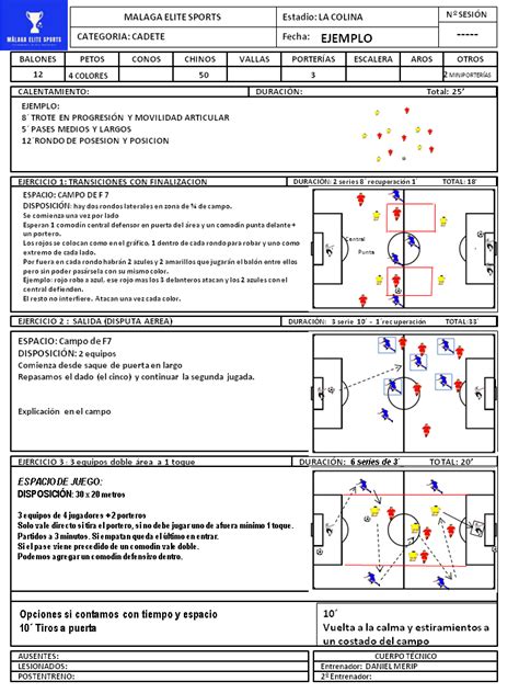 Sesi N De Entrenamiento De F Tbol Categor A Infantil Cadete