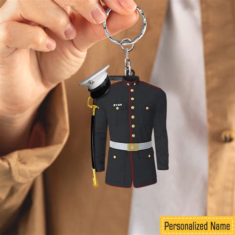 Personalized Military Uniform Keychain Custom Name Lovem Oom