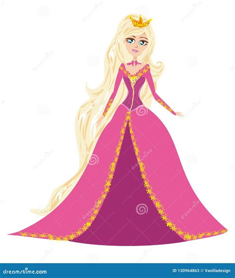 Beautiful Princess In A Pink Dress Stock Vector Illustration Of