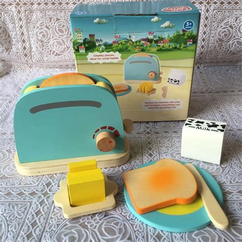 Wooden toaster toys set Breakfast cooking toy 10pcs Children play house ...