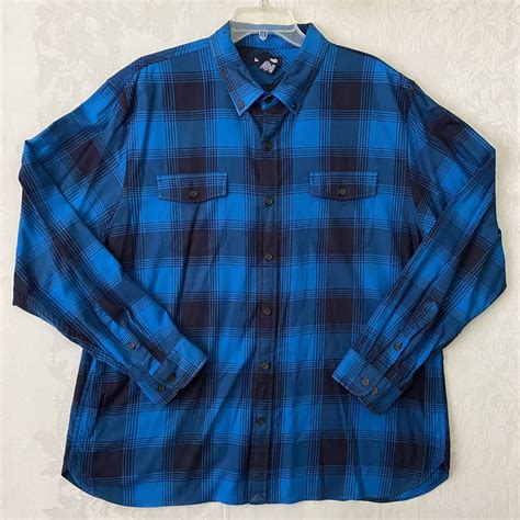 Lands End Long Sleeve Blue Plaid Button Up Men Xl Chest 52 Length 31 Neck 19 Ebay