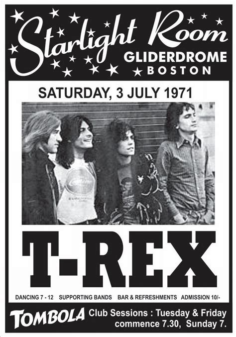 T Rex Vintage Poster Starlight Room Gliderdome Boston 1971 By