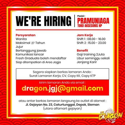 Lowongan Kerja Pramuniaga Di The Dragon Gadget Lokerjogja Id