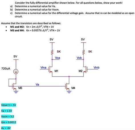 Solved Texts Consider The Fully Differential Amplifier Shown Below For All Questions Below