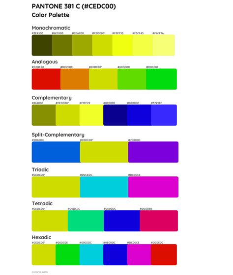 Pantone 381 C Color Palettes