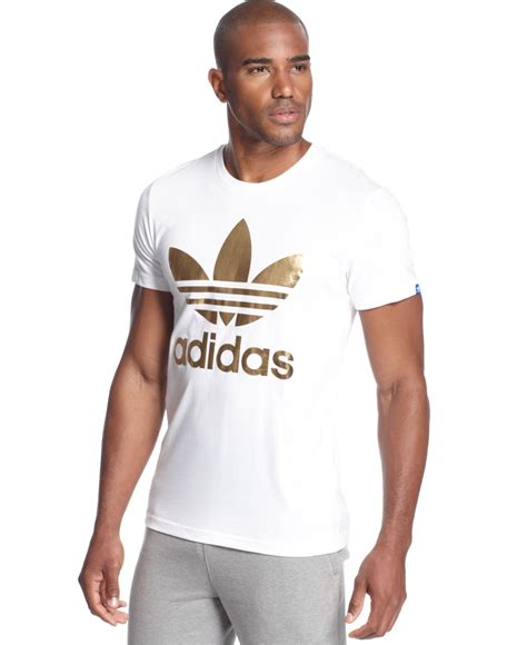 Adidas Metallic Trefoil T Shirt In White For Men Lyst