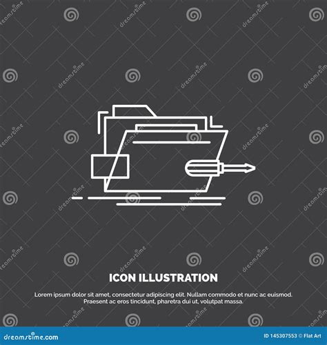 Folder Repair Skrewdriver Tech Technical Icon Line Vector Symbol