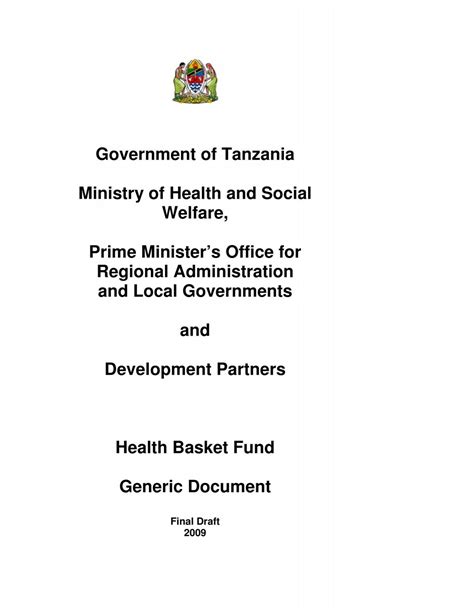 Government of Tanzania Ministry of Health and Social Welfare ...