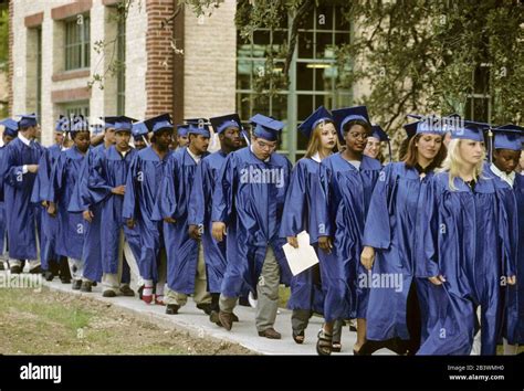 Austin, Texas USA: Hearing-impaired high school students in caps and ...