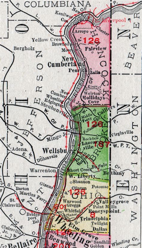 Hancock County, West Virginia 1911 Map by Rand McNally, New Cumberland ...