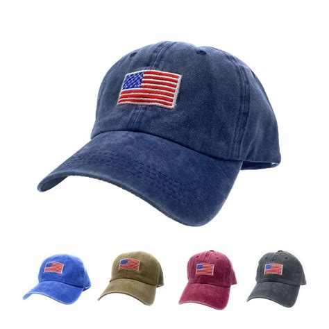 Empire Cove Washed Usa Flag Cotton Baseball Dad Caps Patriotic Hats Vi