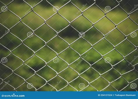 Chain Link Fence With Blurred Background Demarcation Concept Stock