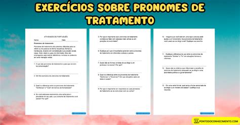 Exercícios sobre Pronomes de tratamento Ponto do Conhecimento