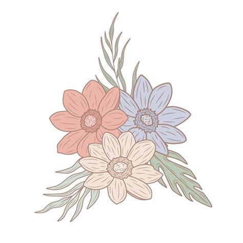 Premium Vector | Spring pastel bouquets with leaves vector art