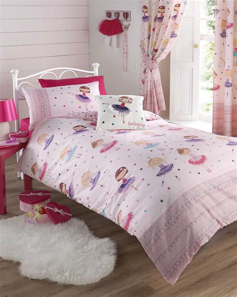 Girls Pink Ballerina Bedding Duvet Quilt Cover Bed Set Or Curtains Single Double Ebay