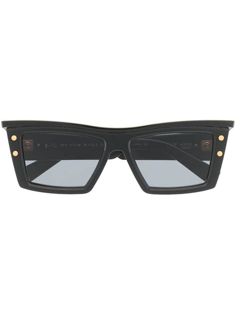 Balmain Eyewear B Vii Rectangular Frame Sunglasses In Black Modesens