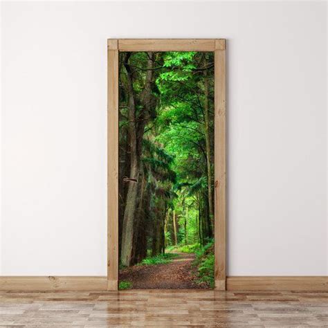 Door Mural Scene In The Forest Self Adhesive Fabric Door Etsy Door