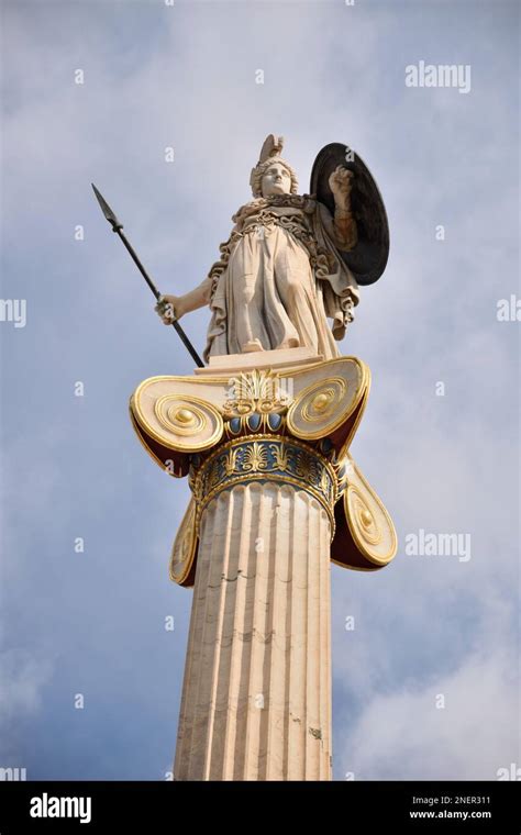 Statue Of Athena On Ionic Column Academy Of Athens Stock Photo Alamy