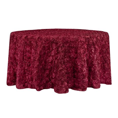 Wedding Rosette SATIN 120" Round Tablecloth - Burgundy– CV Linens