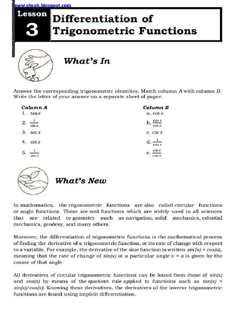 Differentiation of Trig Functions | PDF