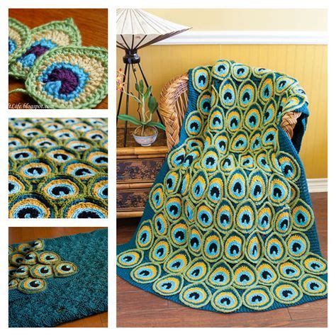 Crochet Pretty Peacock Patterns Afgan tığ desen Tavus kuşu Örme