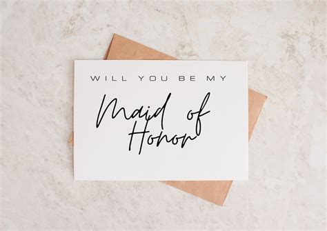 Will You Be My Maid Of Honor Maid Of Honor Minimalist Printable