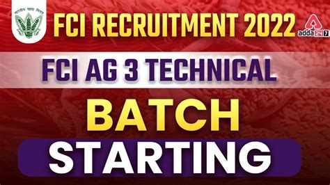 Fci Recruitment 2022 Fci Ag 3 Technical Batch Starting Youtube