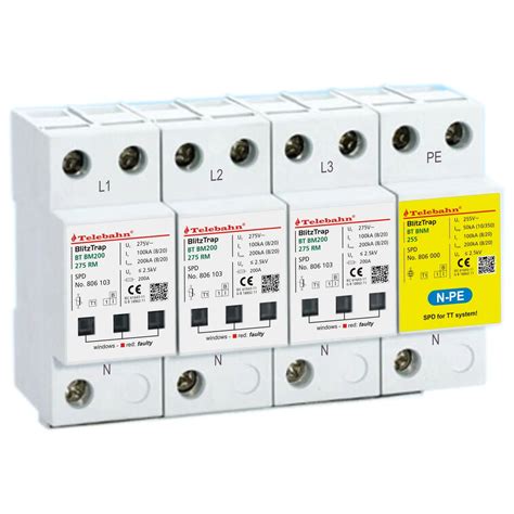 Power Surge Protection T1 100kA 200kA AC 275V For 3 Phases TN S TT 3 1