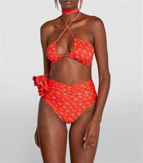 Womens Magda Butrym Red Wrap Around Bikini Top Harrods UK