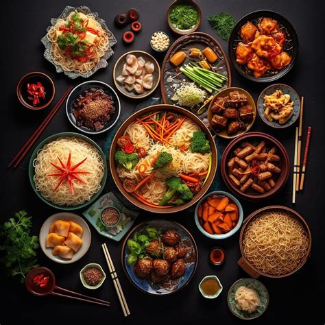 Premium Photo | Variety of traditional Chinese dishes