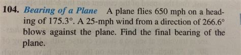 Solved Bearing Of A Plane A Plane Flies Mph On A Heading Chegg