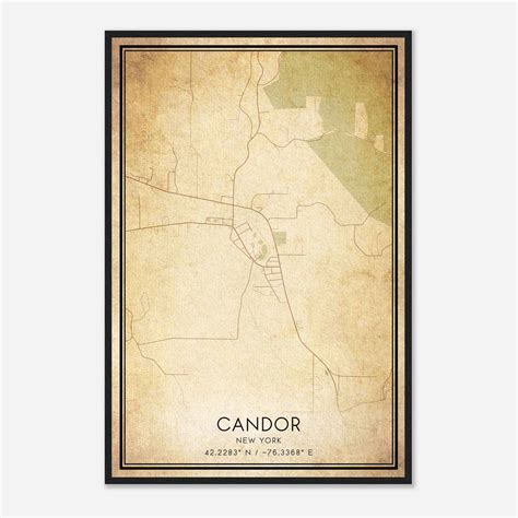 Vintage Candor New York Map Poster Modern Home Decor Wall Art Print Custom Maps And Posters