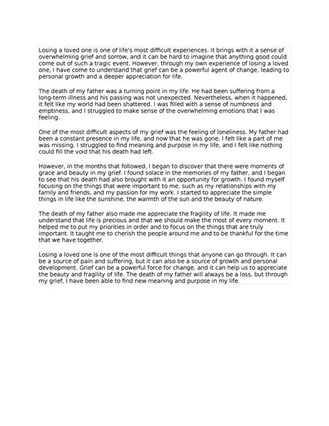 Losing a loved one is one of life - It brings with it a sense of