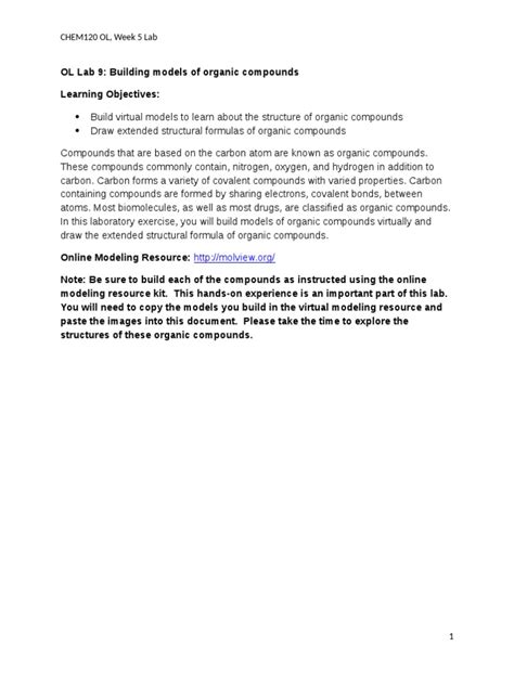 OL Lab 9 Organic Chemistry | PDF | Chemical Compounds | Organic Chemistry