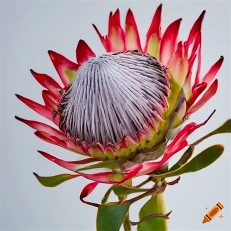 Close Up Of A Protea Flower On White Background On Craiyon