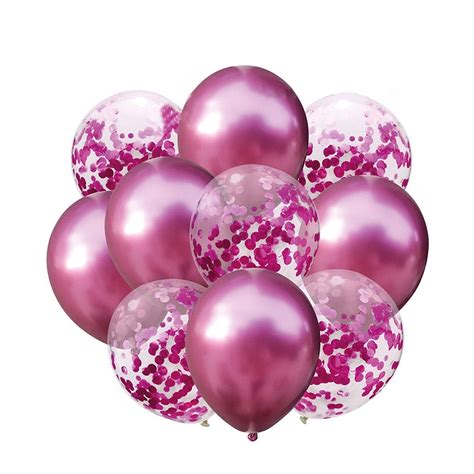 10er Set Ø30cm Party Deko Ballons Konfetti Pink