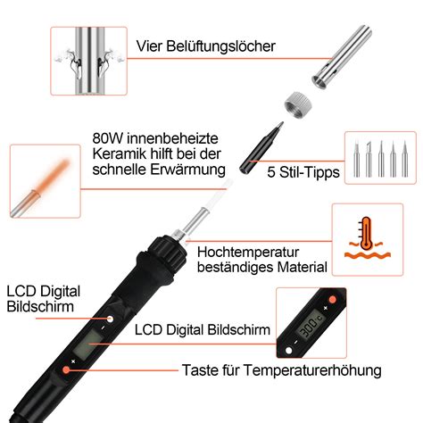 80W Lötkolben Set Lötset Lötstation Temperatur Einstellbar Soldering