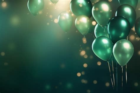 Green balloons on dark background with bokeh effect | Premium AI ...