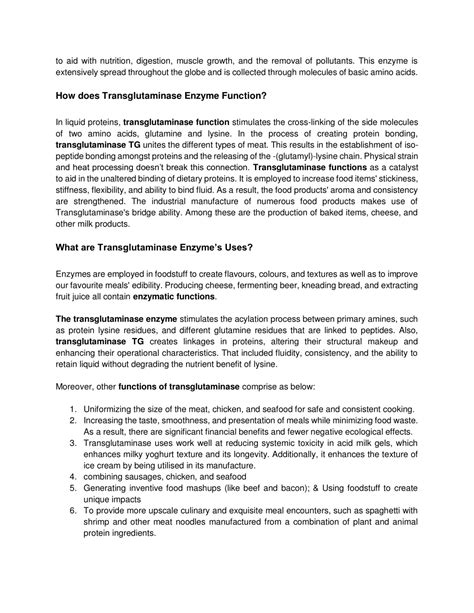 Ppt Transglutaminase Enzyme Used Tg In Food Industries Powerpoint