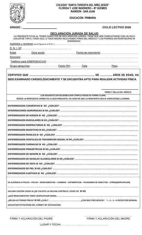 Ficha Medica Escolar 2