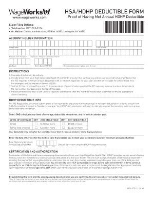 Fillable Online Proof Of Having Met Annual Hdhp Deductible Fax Email