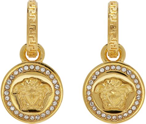 Versace Gold La Medusa Greca Crystal Earrings Ssense Canada