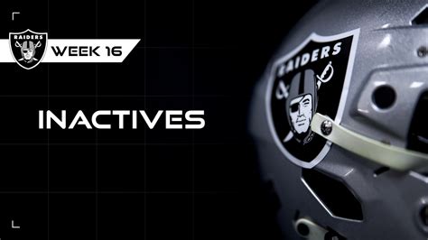 Las Vegas Raiders Week 16 Inactives Vs Kansas City Chiefs