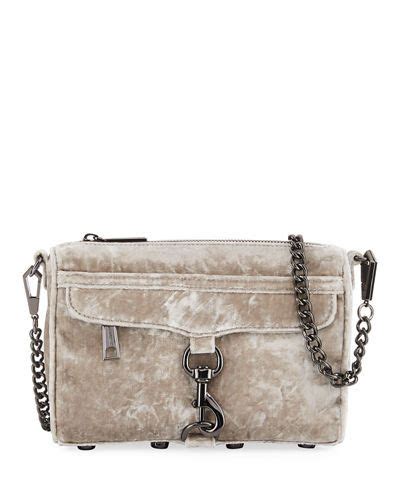 REBECCA MINKOFF Mini Mac Velvet Crossbody Bag Grey Rebecca Minkoff