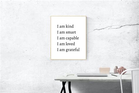 Positive Affirmations Wall Art Digital Download Printable I Am Kind