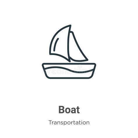 Boat Outline Vector Icon Thin Line Black Boat Icon Flat Vector Simple