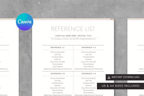 Reference List Canva Template Minimalist Reference List Template