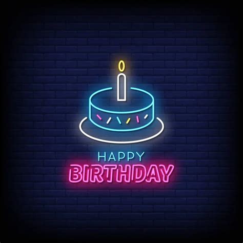 Happy Birthday Poster Neon Style Happy Birthday Neon Signs Greeting