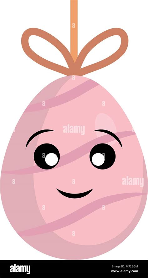 Kawaii Light Pink Easter Egg Pendant With Cross Lines Design Vector