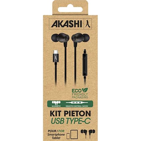 Écouteurs kit pieton USB Type C Noir AKASHI ALT28130 Ravate